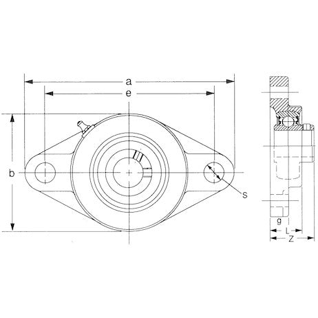 2F16SCR - SET SCREW LOCKING FLANGE BEARING (2 BOLT)