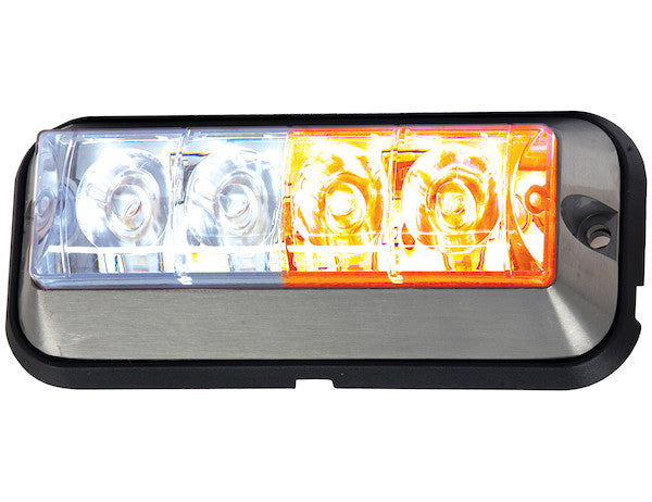 8891105 - RAISED 5 INCH AMBER/CLEAR LED STROBE LIGHT WITH 19 FLASH PATTERNS