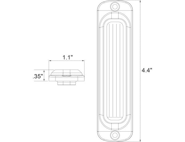 8891912 - THIN 4.5 INCH AMBER/CLEAR VERTICAL LED STROBE LIGHT